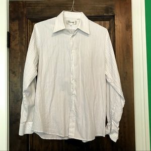 Vizoni White Striped Button Down Sz 15 / M